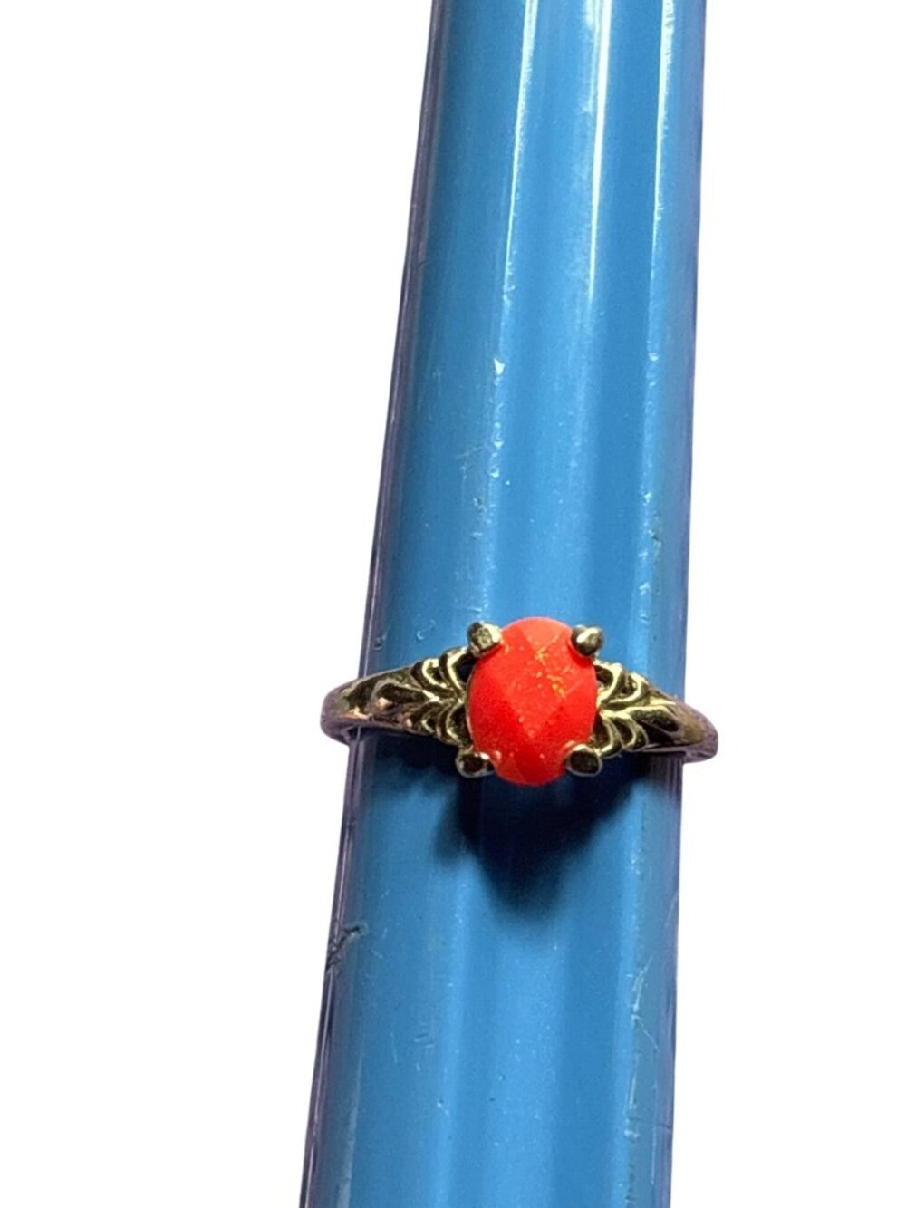 Shimmery Pink Rhinestone Ring Size 6.5 Silvertone
